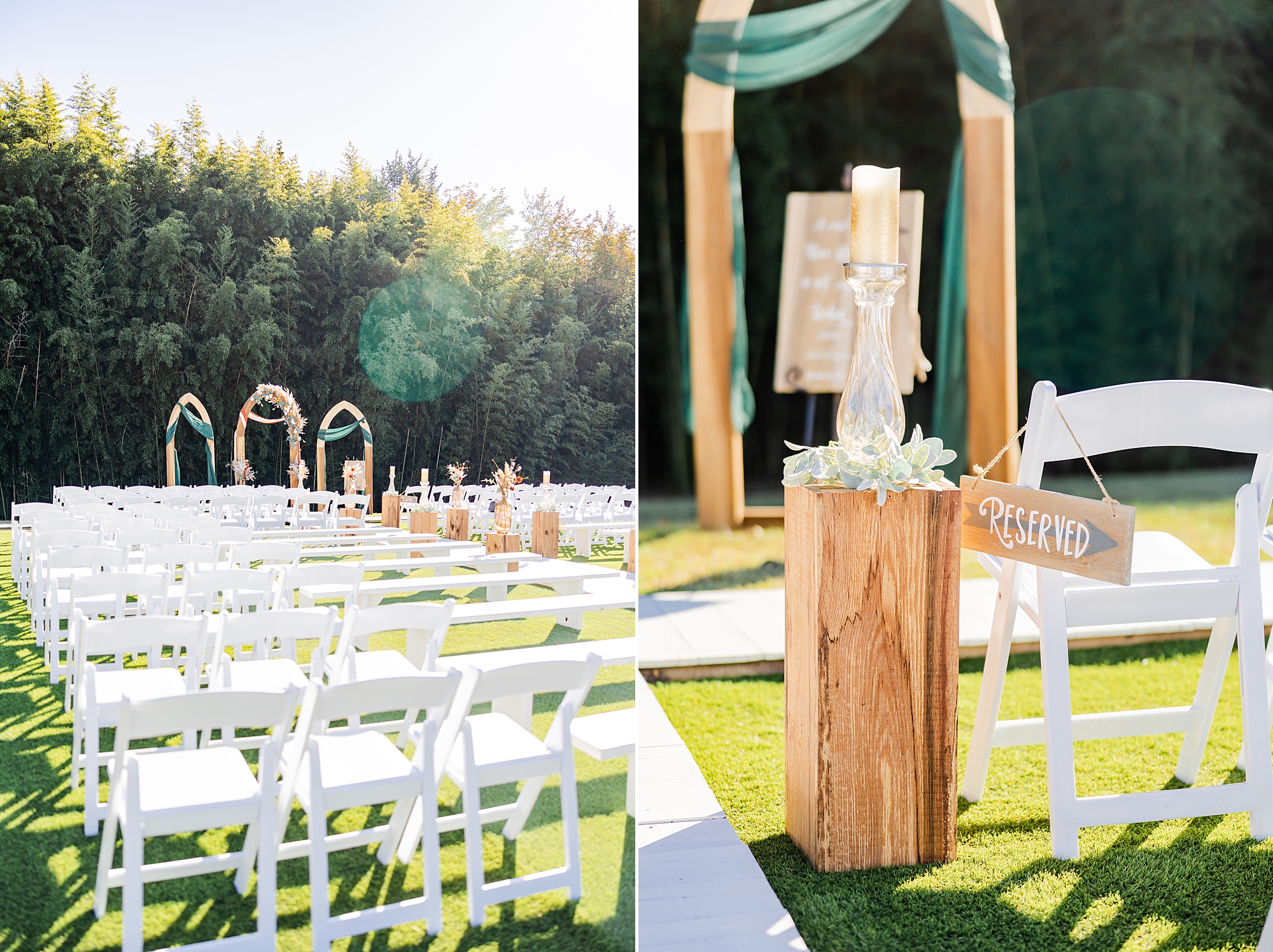 ceremony site on lawn at Camelot Meadows