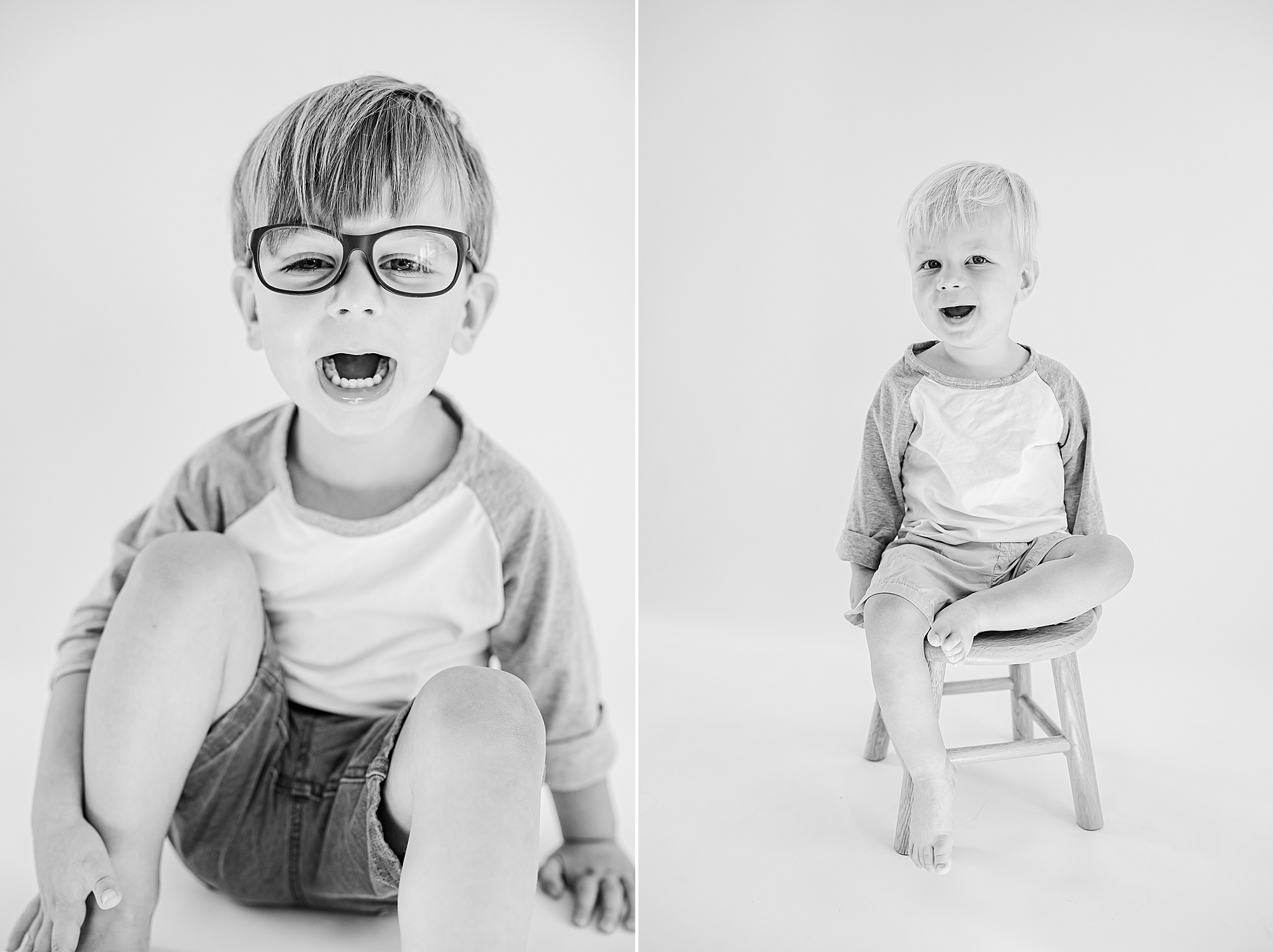 brothers sit in studio during portraits 
