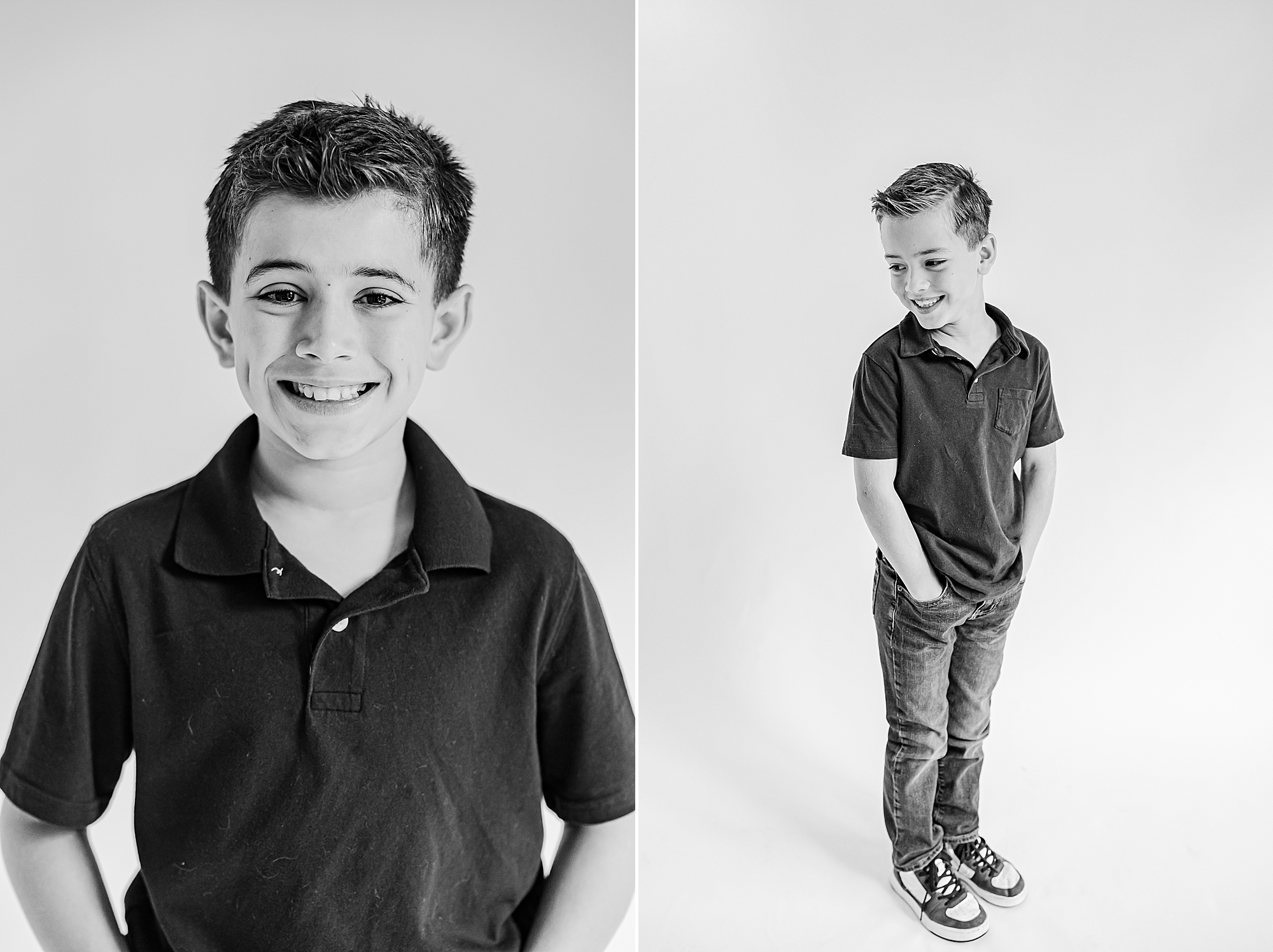brothers pose during simple studio photos in Charlotte NC