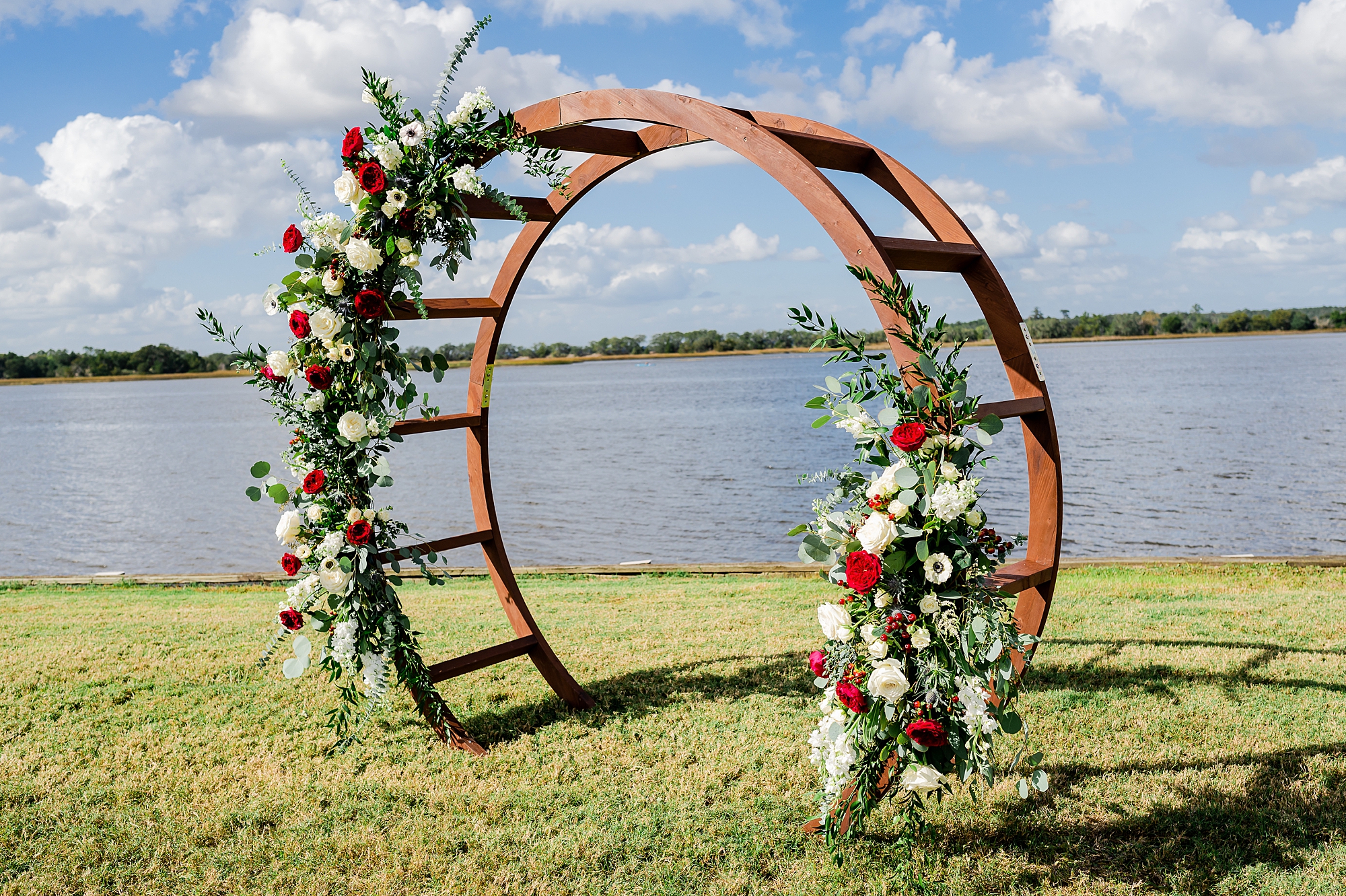 wooden arbor for Charleston wedding ceremony 