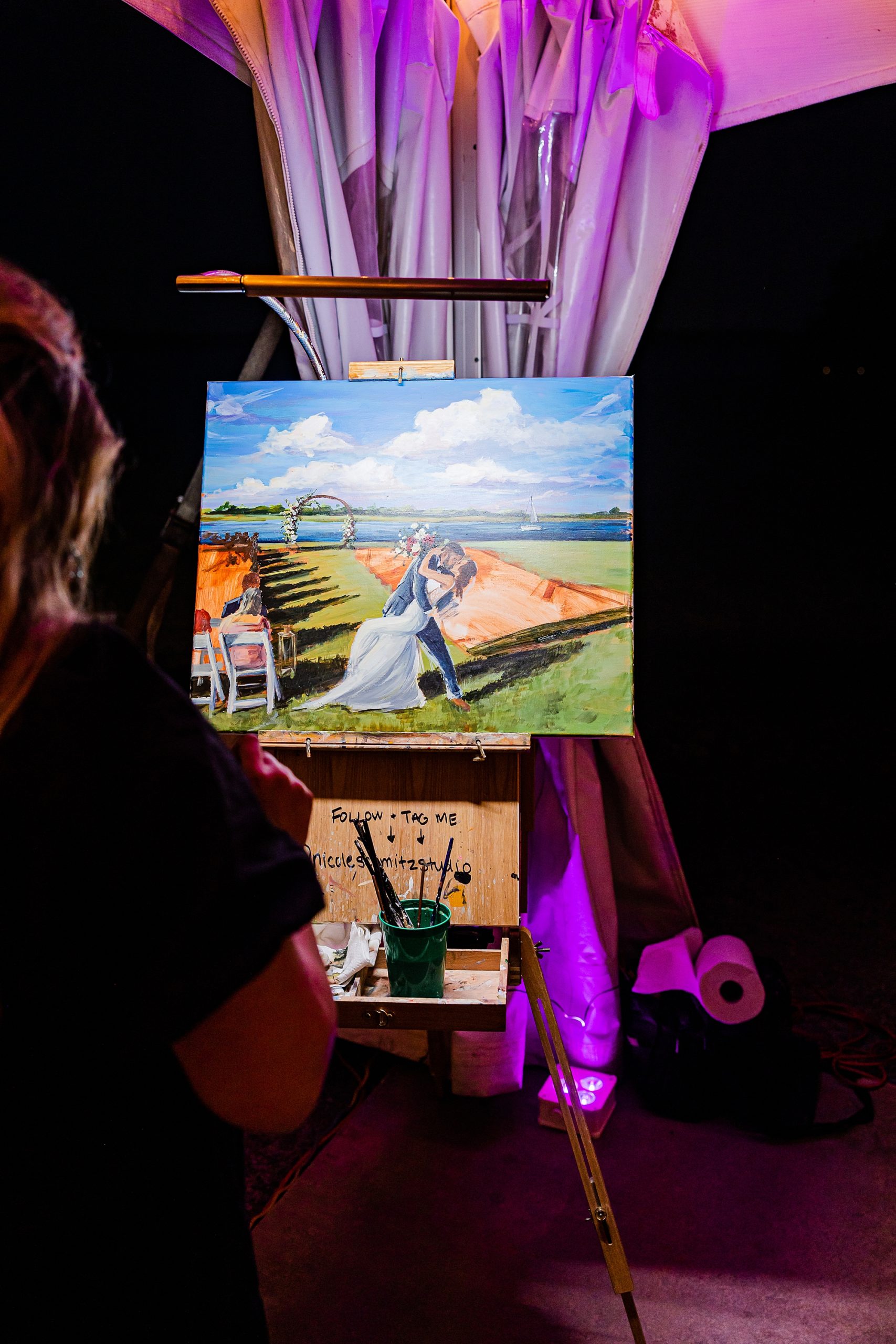 live painter works during John's Island reception