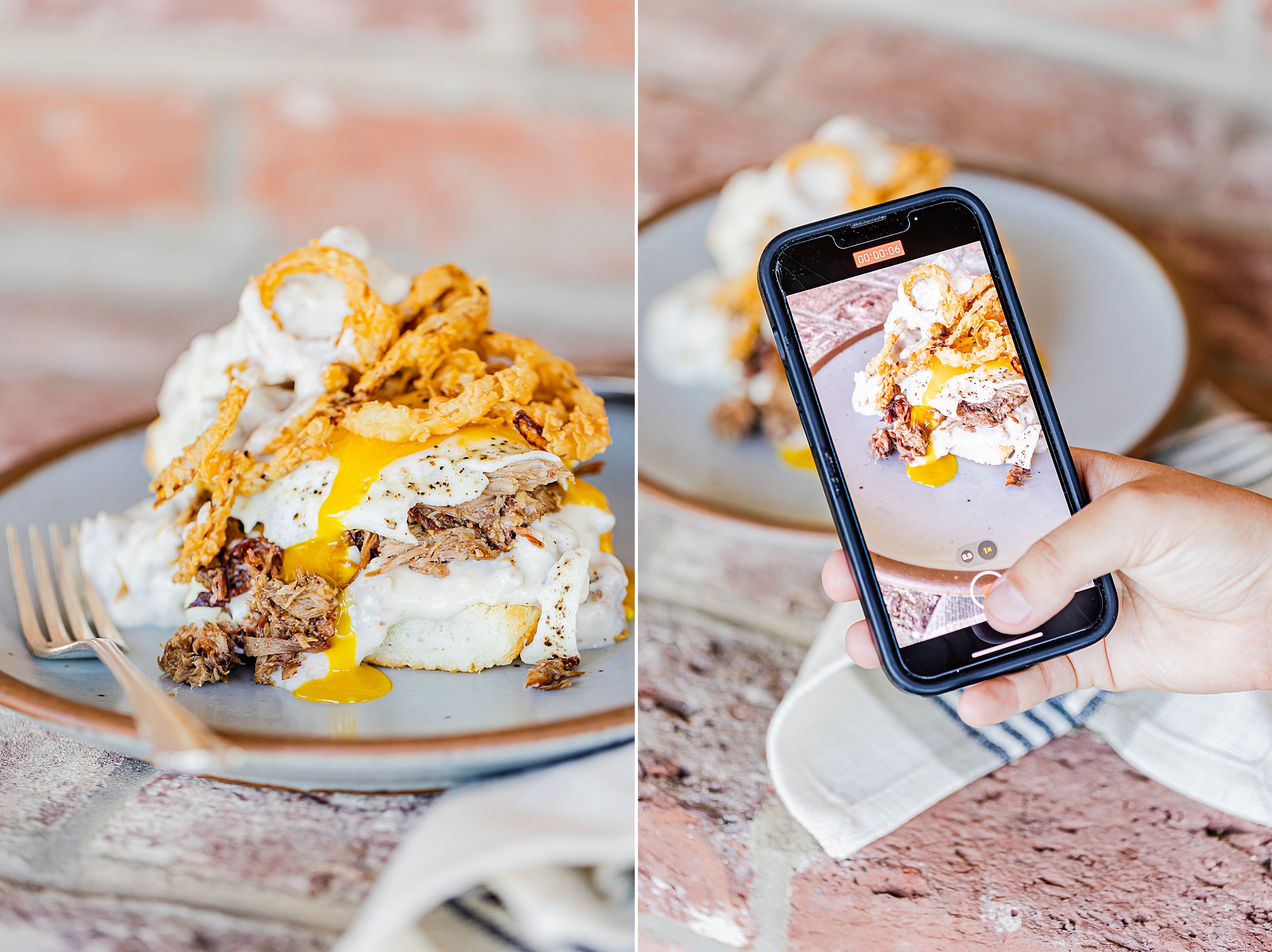 someone takes photo of food with iPhone camera 