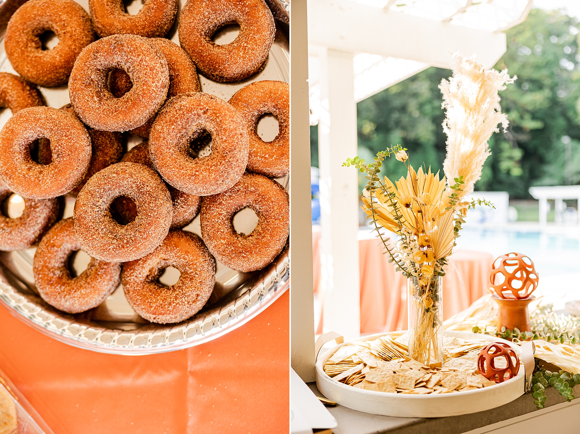 donut displays at Starclaire Recreation Club wedding reception 
