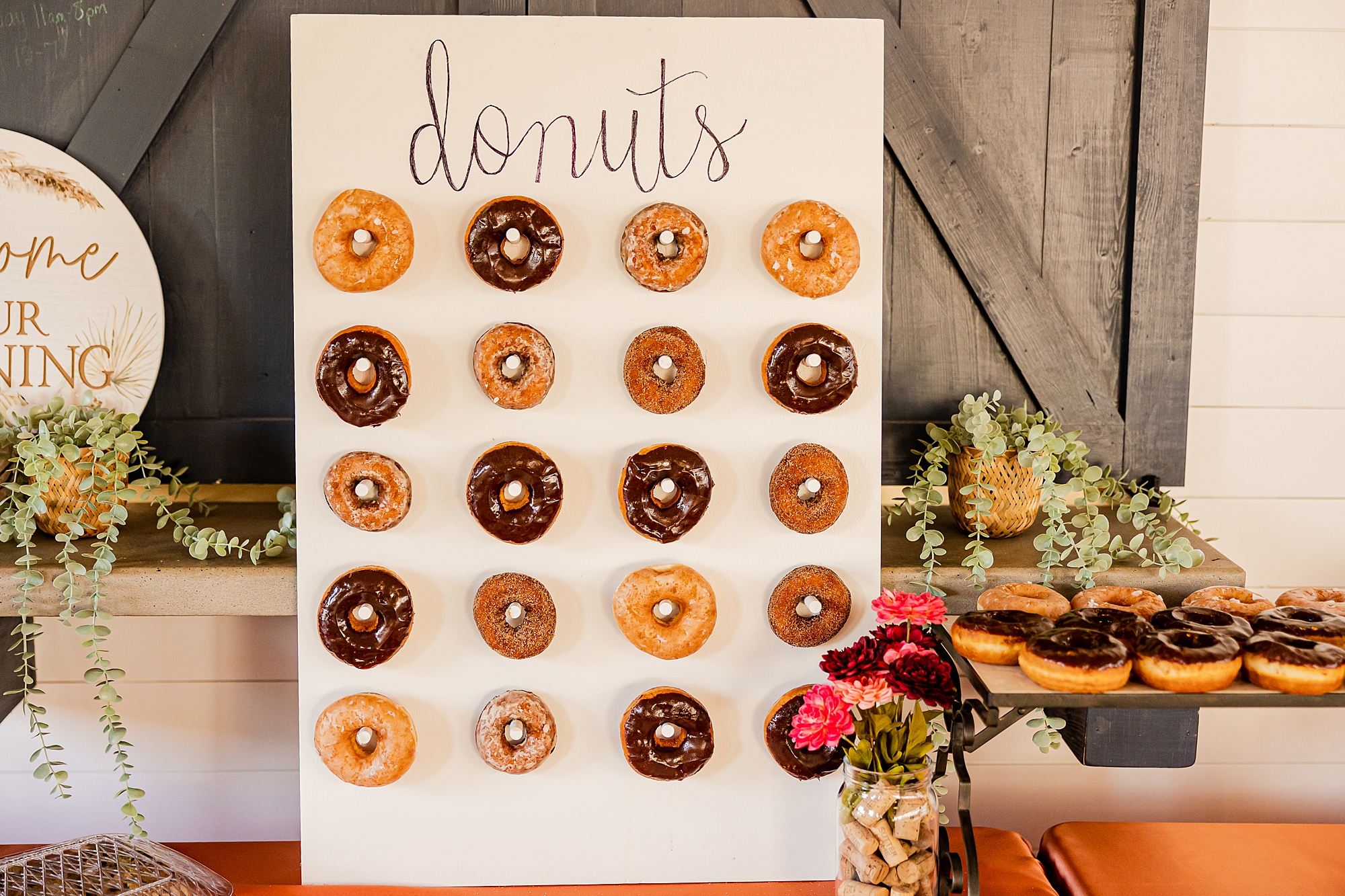donut wall display for NC wedding reception 