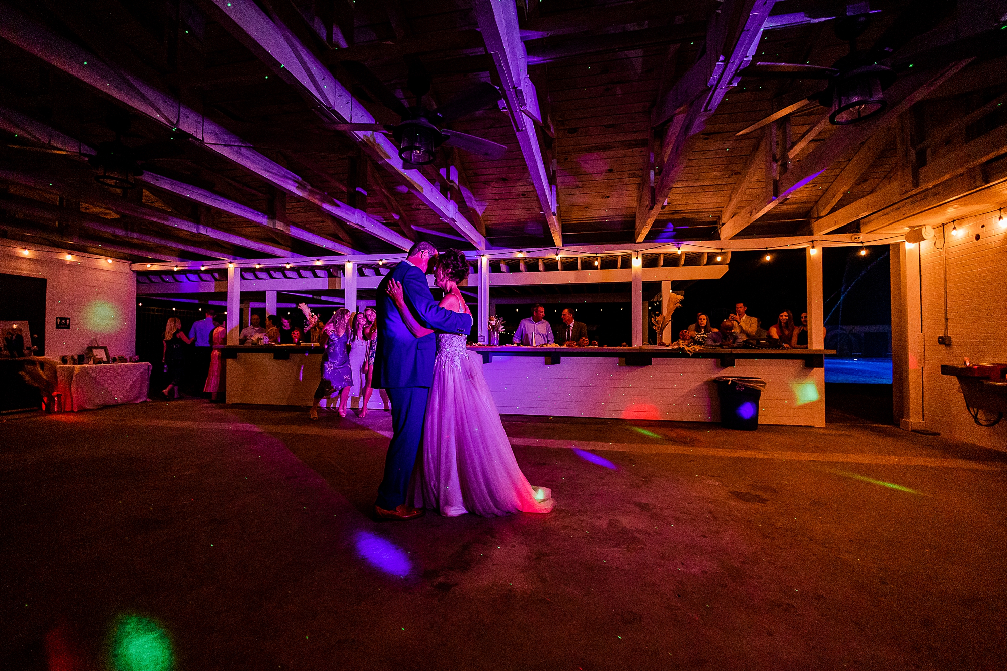 nighttime dance at Starclaire Recreation Club for bride and groom